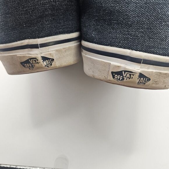 Vans Shoe Men 13 Blue Denim Low Cut Lace-up Sneakers Off the Wall - Picture 9 of 11
